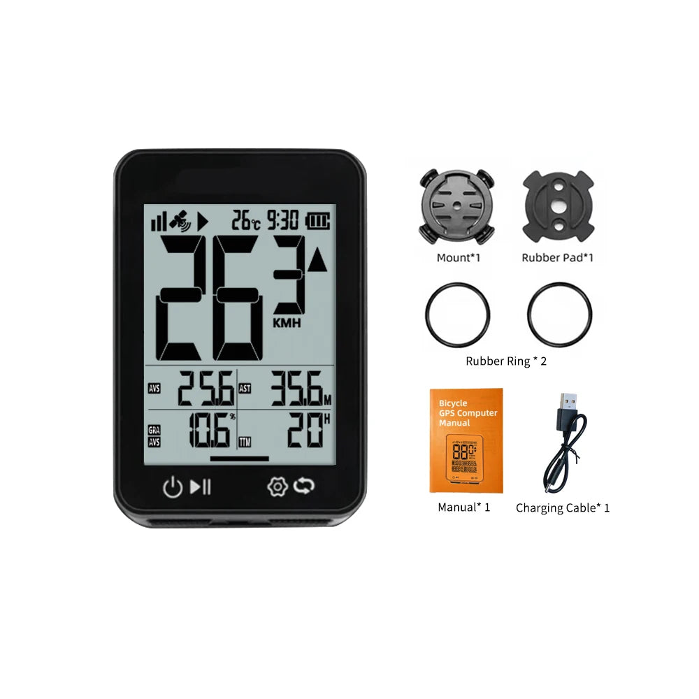 GPS Bike Computer Wireless with Auto Backlight and Bracket