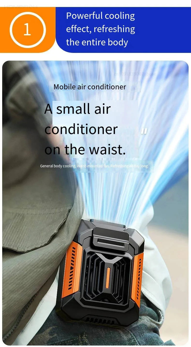 Portable Power Bank Flashlight Wearable Fan Hanging Neck Fan