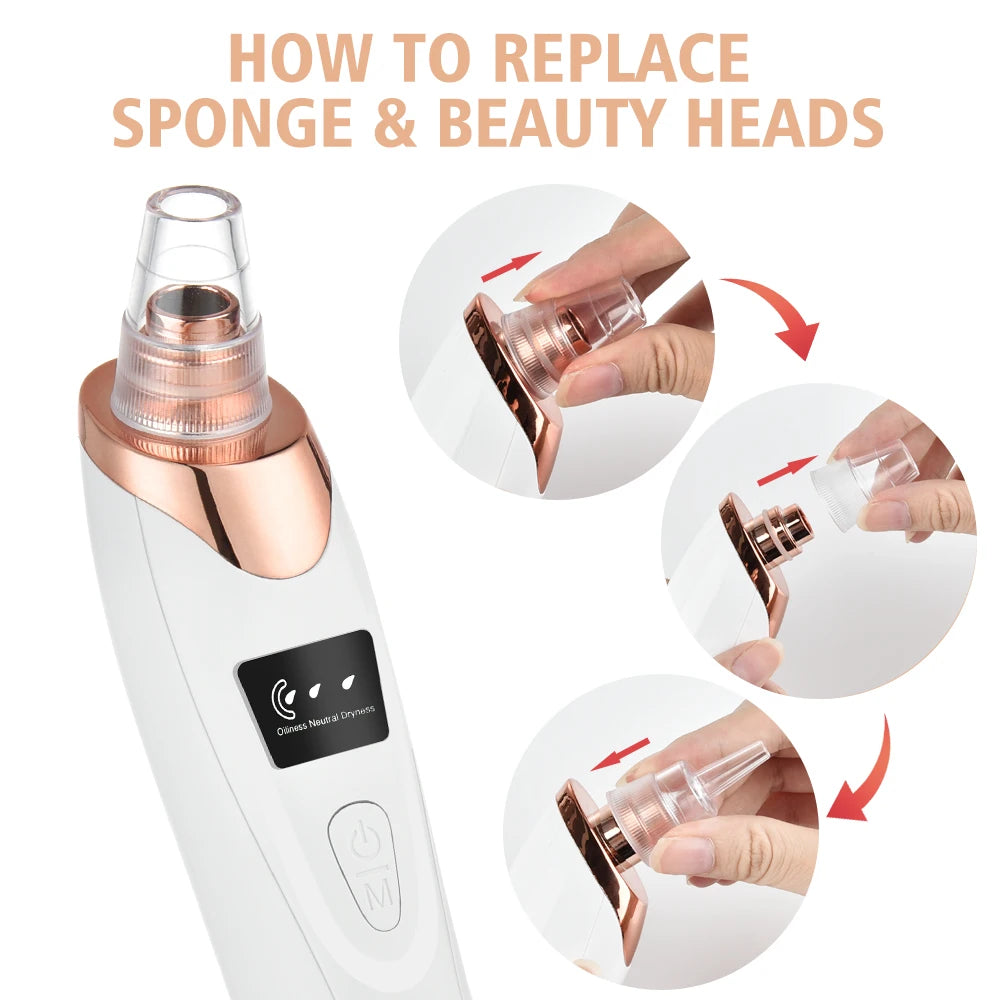 Blackhead Remover Pore Vacuum - USB Rechargeable Facial Pore Cleaner Kit