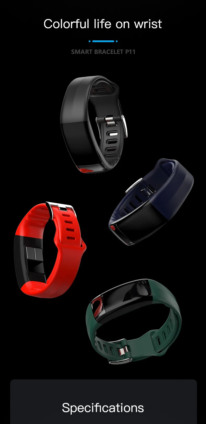 Smart Wristband Fitness Tracker, Calorie Blood Pressure Waterproof