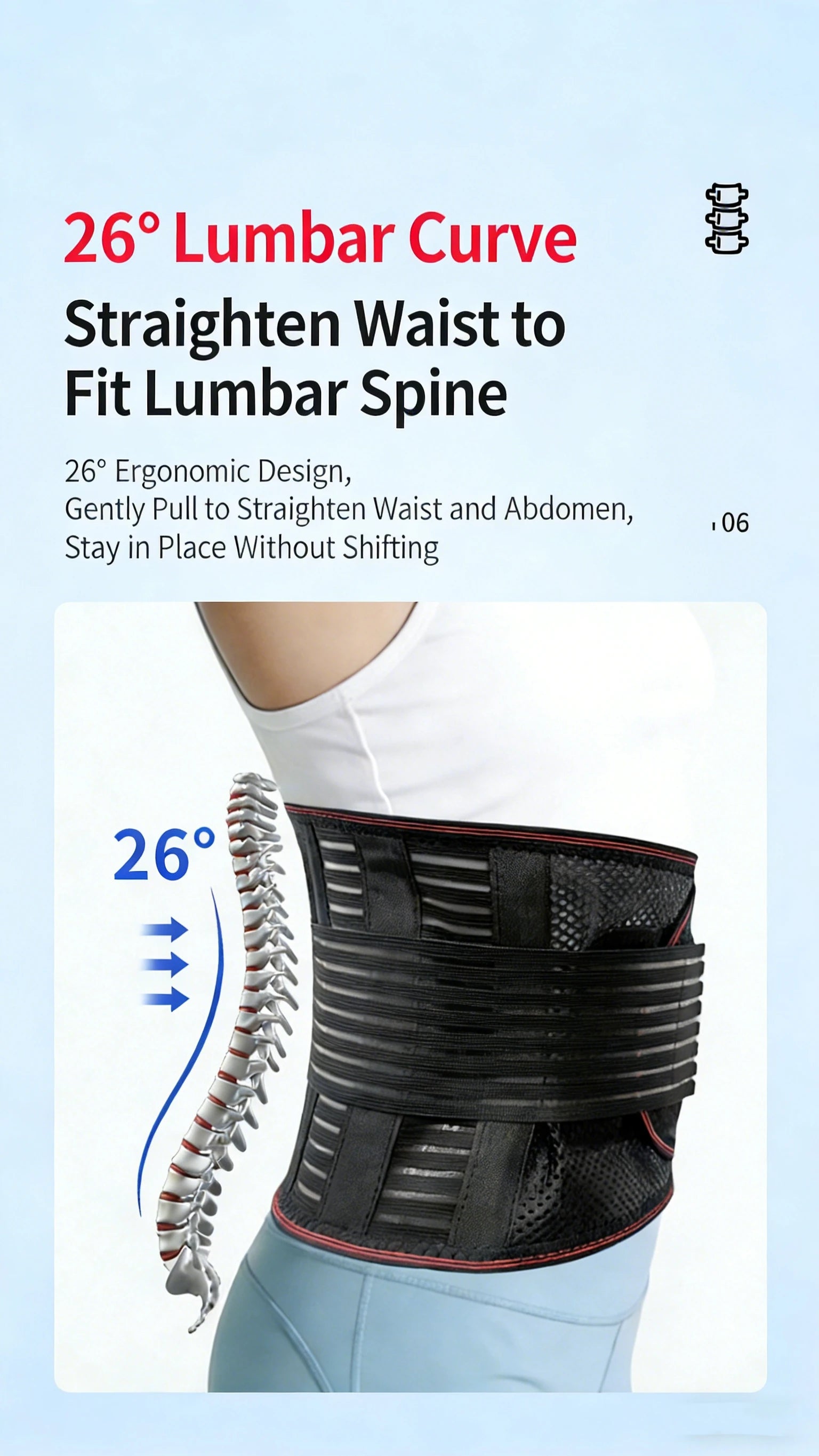 Waist Support Belt Breathable Mesh Lower Back Pain Relief
