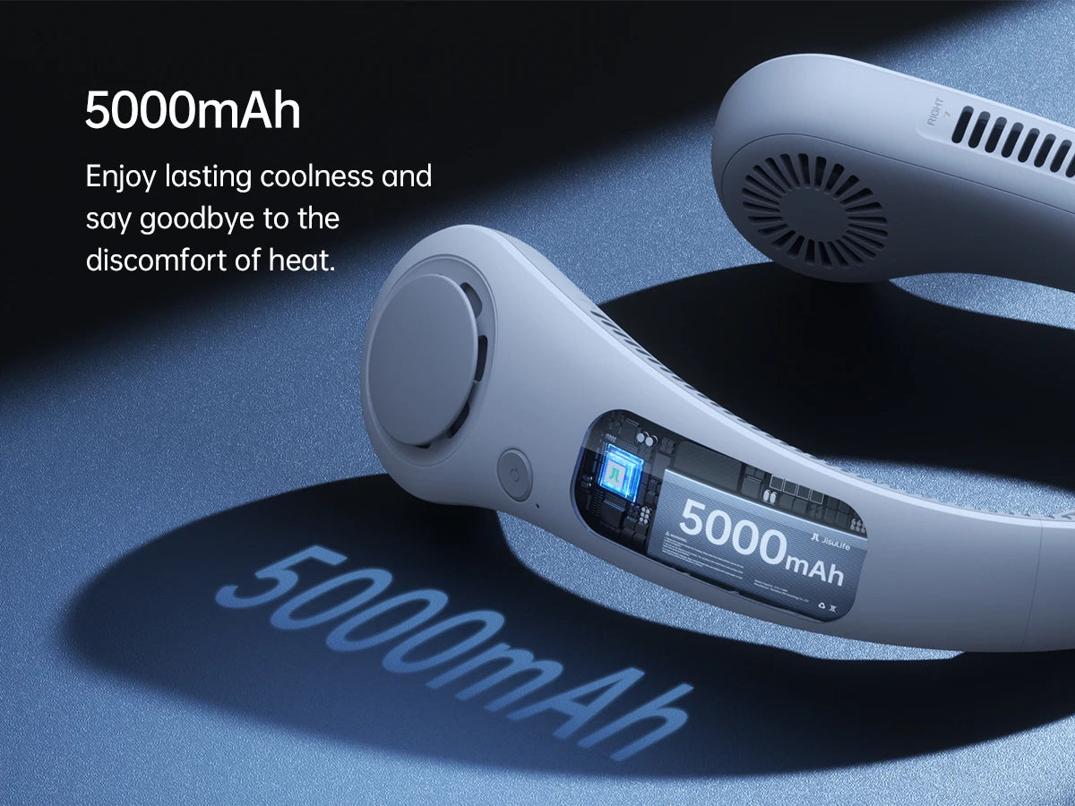 Portable Neck Fan, 5000mAh Battery,