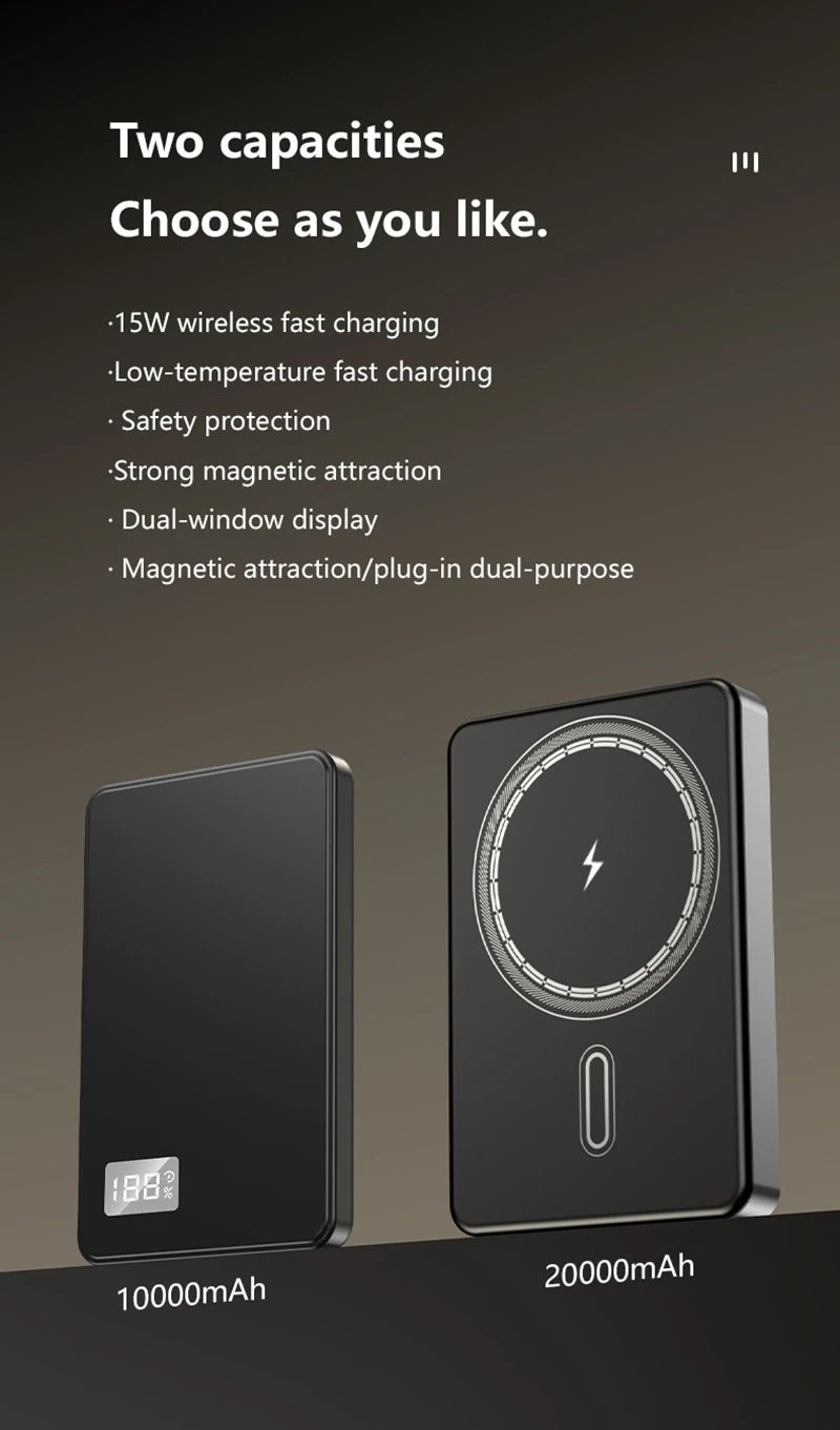 20000mAh Thin Portable Magnetic Wireless Power Bank
