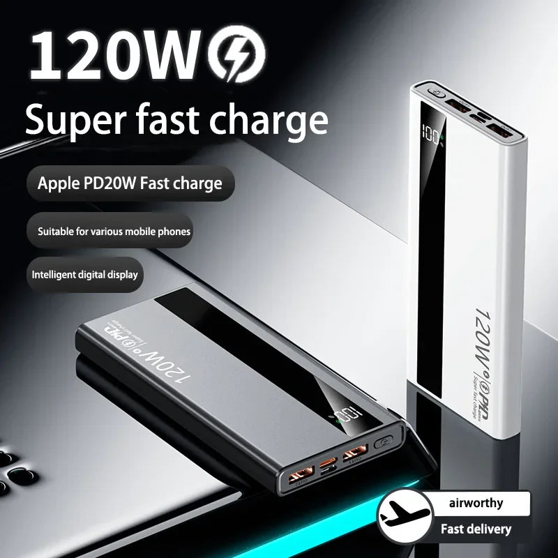120W 500000mAh Power Bank High Capacity Super Fast Charging Power Bank Portable Battery Charger