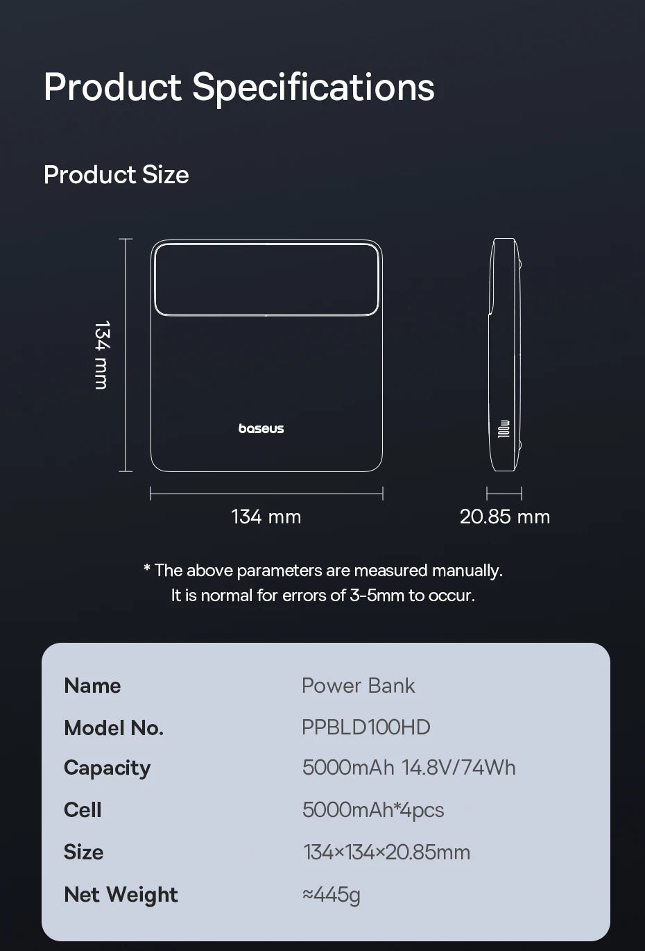 100W Power Bank 20000mAh Capacity PD Fast Charging Battery Charger Power bank