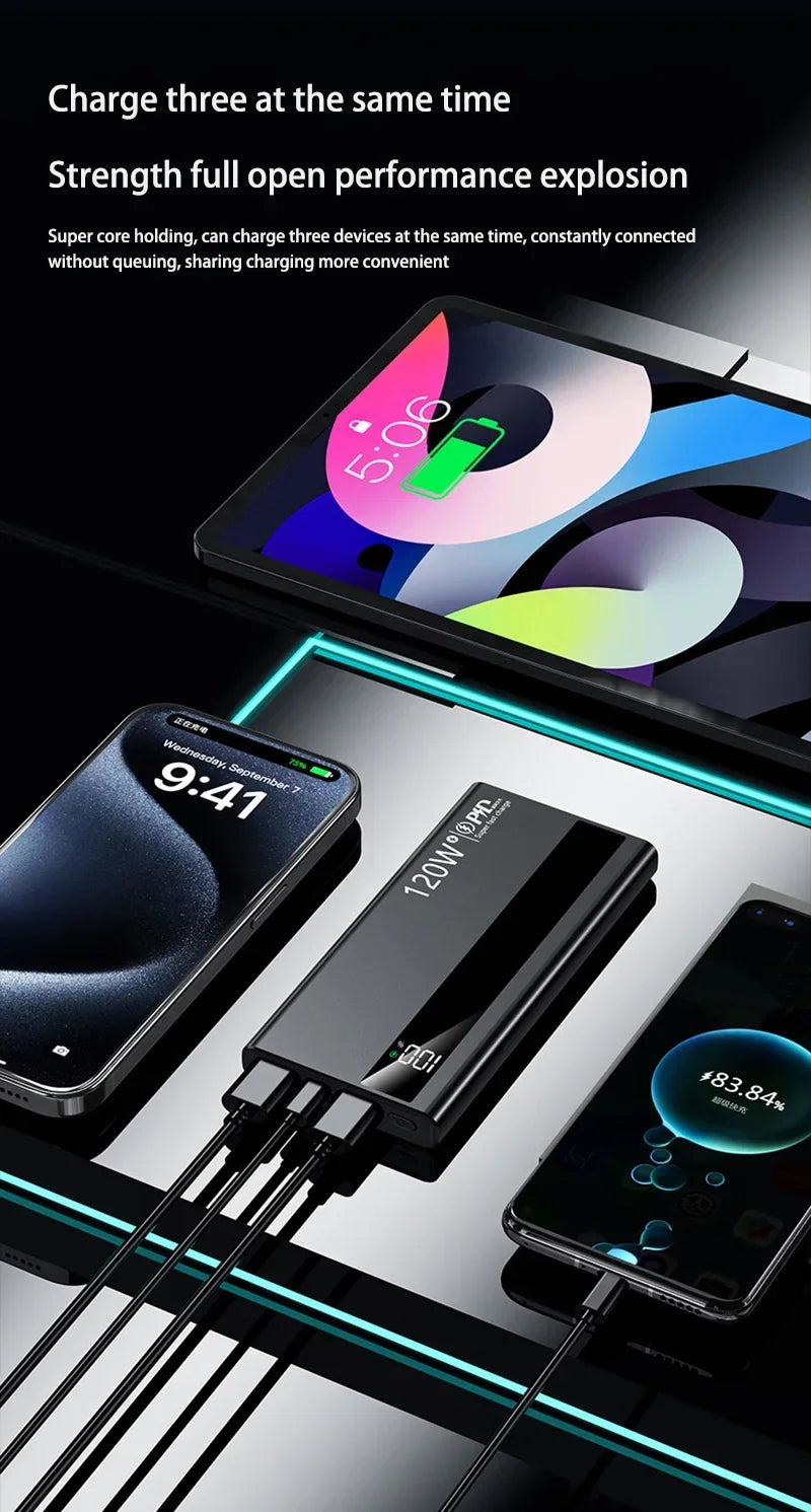 120W 500000mAh Power Bank High Capacity Super Fast Charging Power Bank Portable Battery Charger