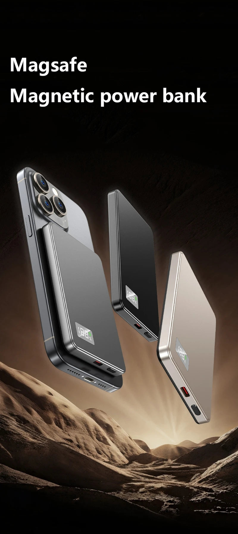 20000mAh Thin Portable Magnetic Wireless Power Bank