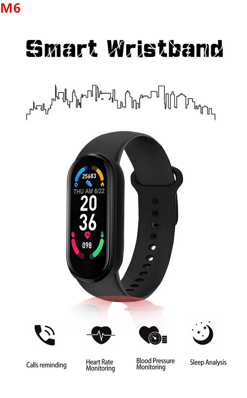 M6 Smartwatch Heart Rate Blood Pressure Monitoring
