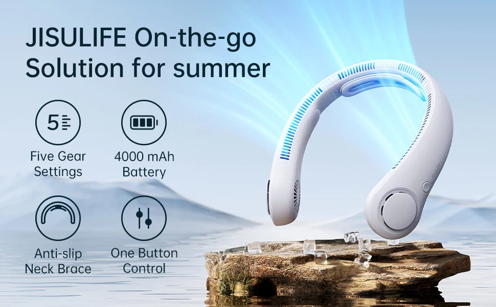 Portable Neck Fan, 5000mAh Battery,