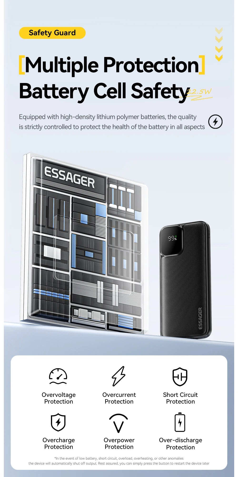 Portable Power Bank 20000mAh with Two Built-in Cables External Battery