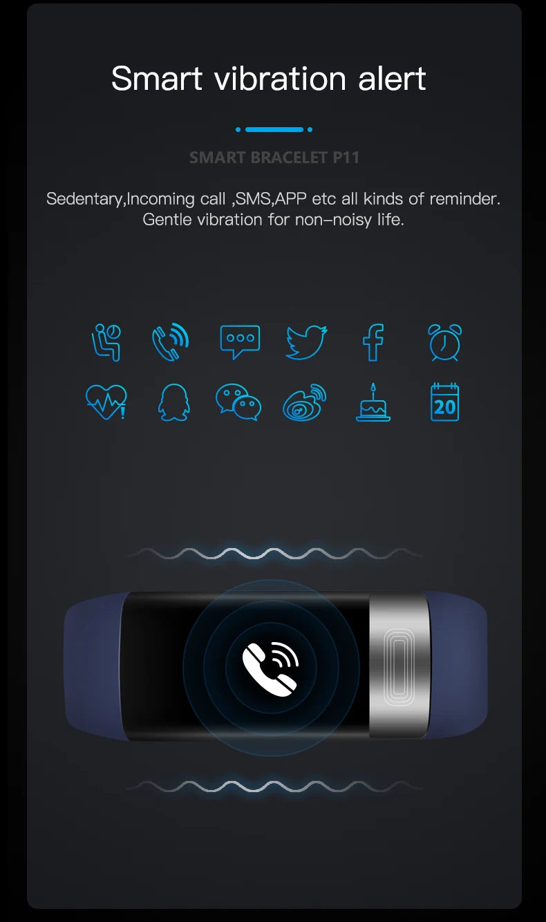 Smart Wristband Fitness Tracker, Calorie Blood Pressure Waterproof