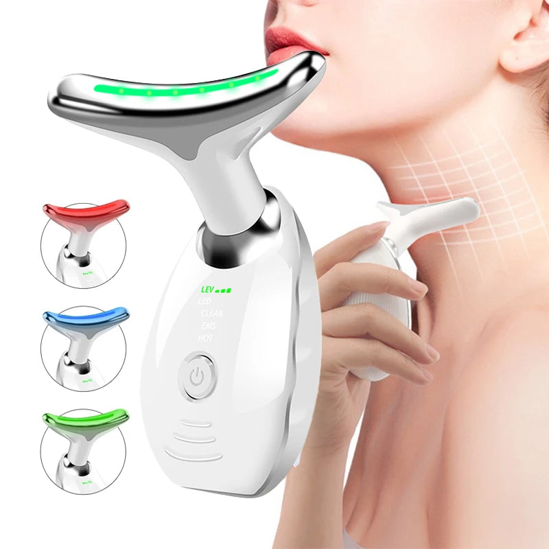 Electric Wrinkle Remover LED Photon Face Neck Beauty Device