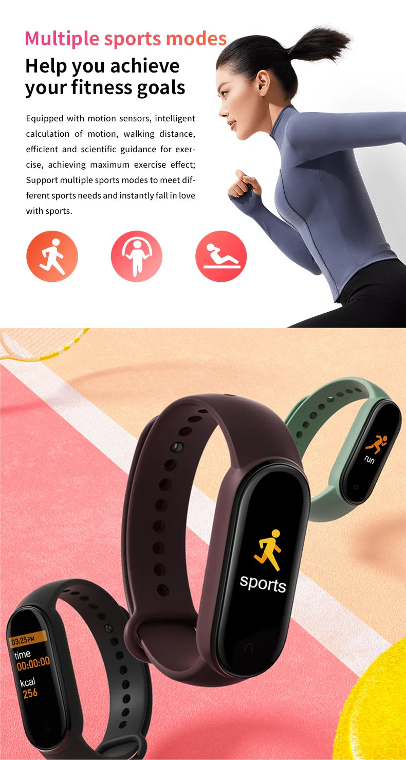 Sports Smart Watch Music Control Fitness Calorie Track Bracelet