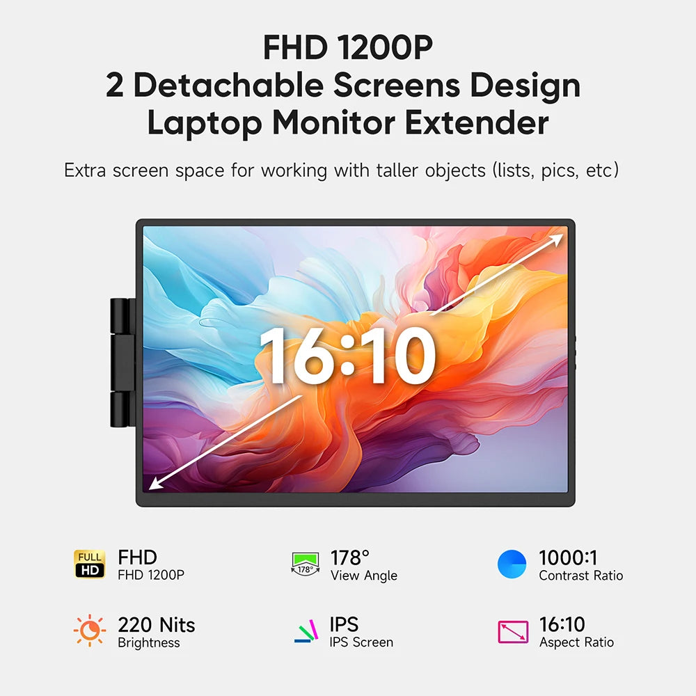 Laptops Screen Extender Triple Dual FHD 1200P IPS Portable Monitors