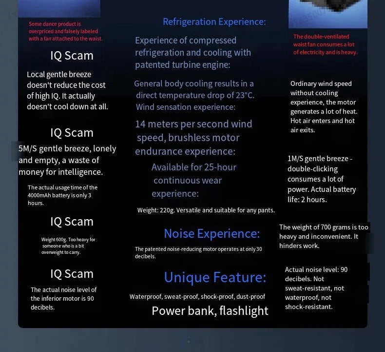 Portable Power Bank Flashlight Wearable Fan Hanging Neck Fan
