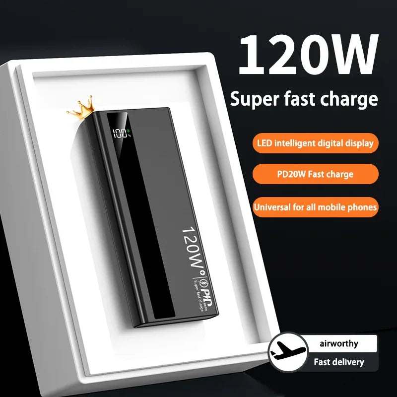 120W 500000mAh Power Bank High Capacity Super Fast Charging Power Bank Portable Battery Charger