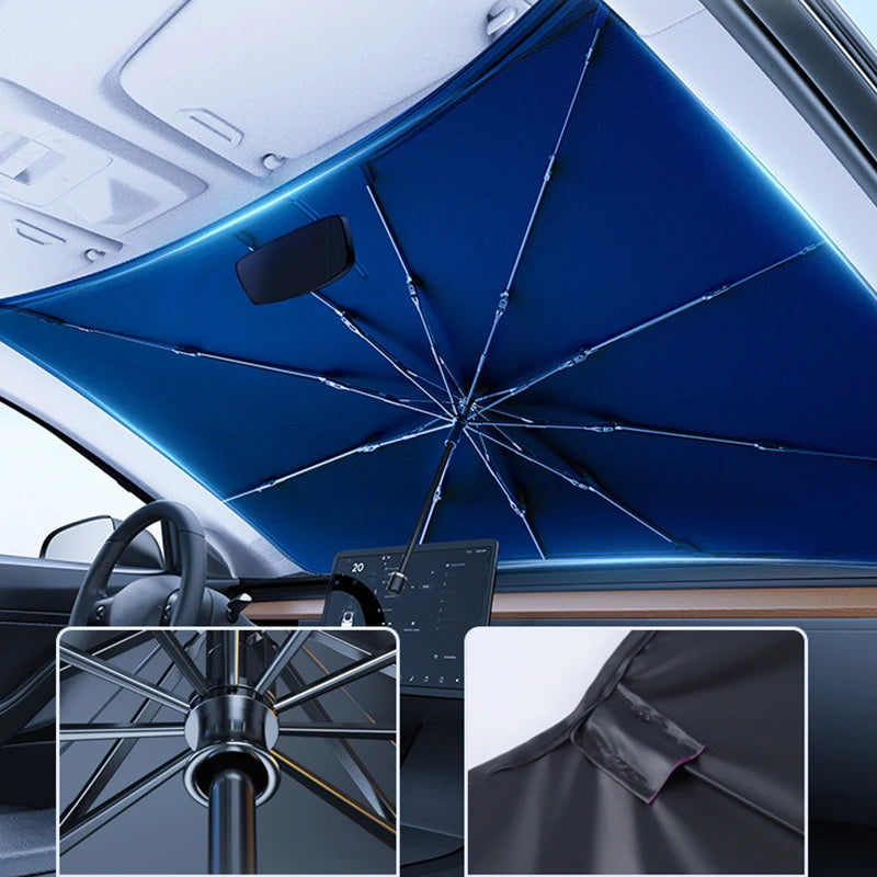 Car Front Windshield Sunshade Umbrella Summer Retractable Sun Protection