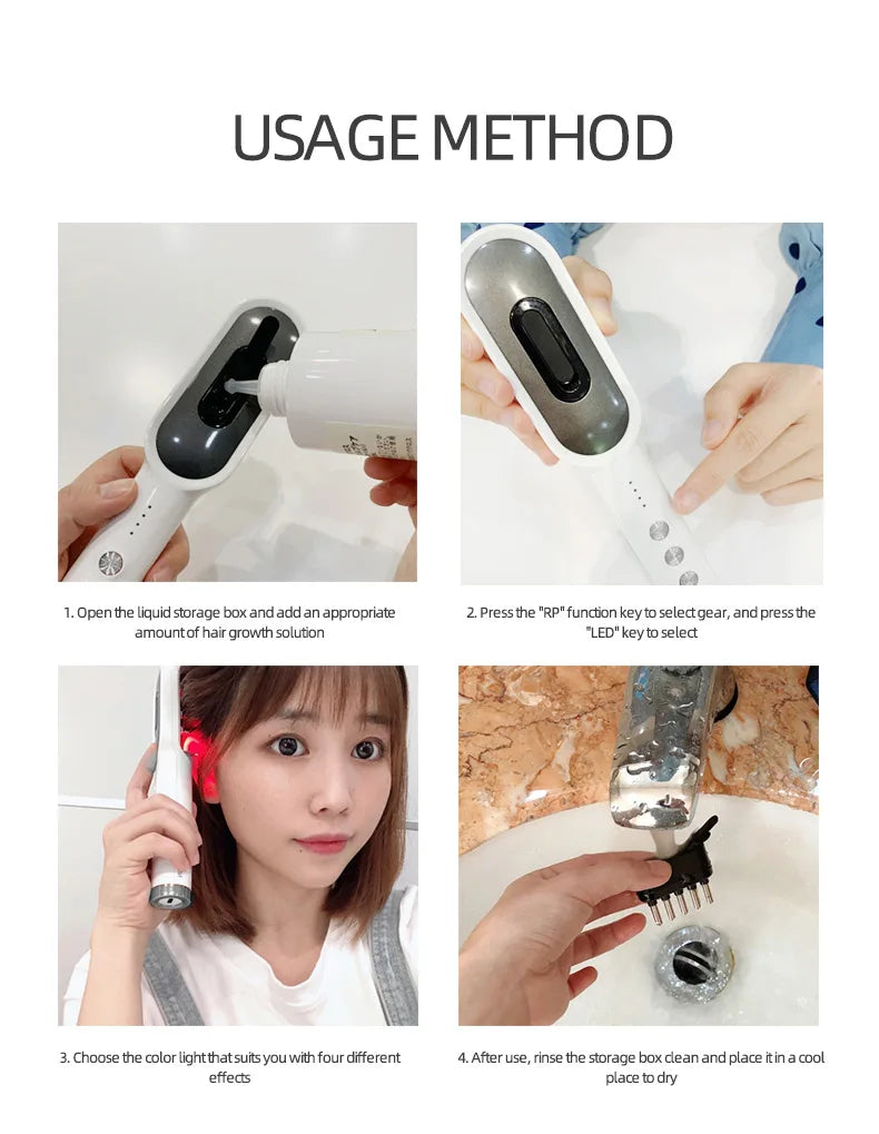 Electric Massage Comb Hair Growth Applicator Anti-Hair Loss Treatment