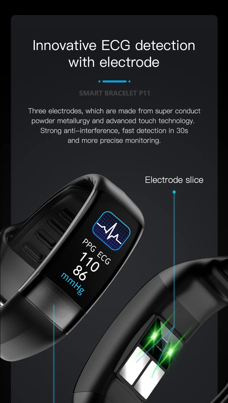 Smart Wristband Fitness Tracker, Calorie Blood Pressure Waterproof
