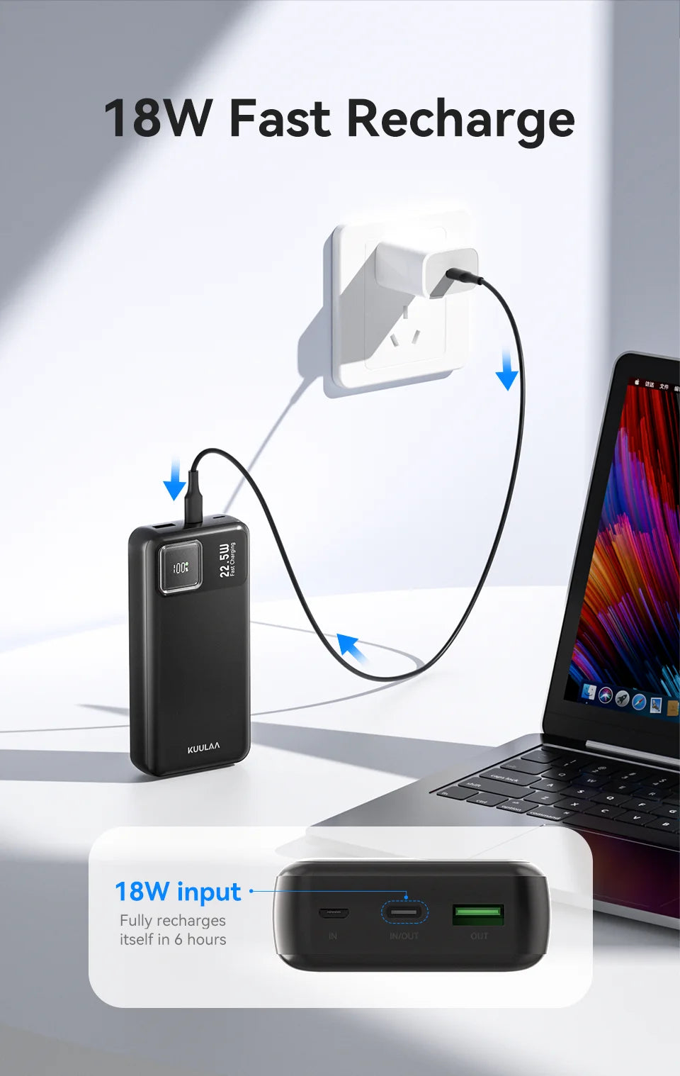 20000mAh Power Bank Portable External Battery 22.5W Fast Charging Portable Charger
