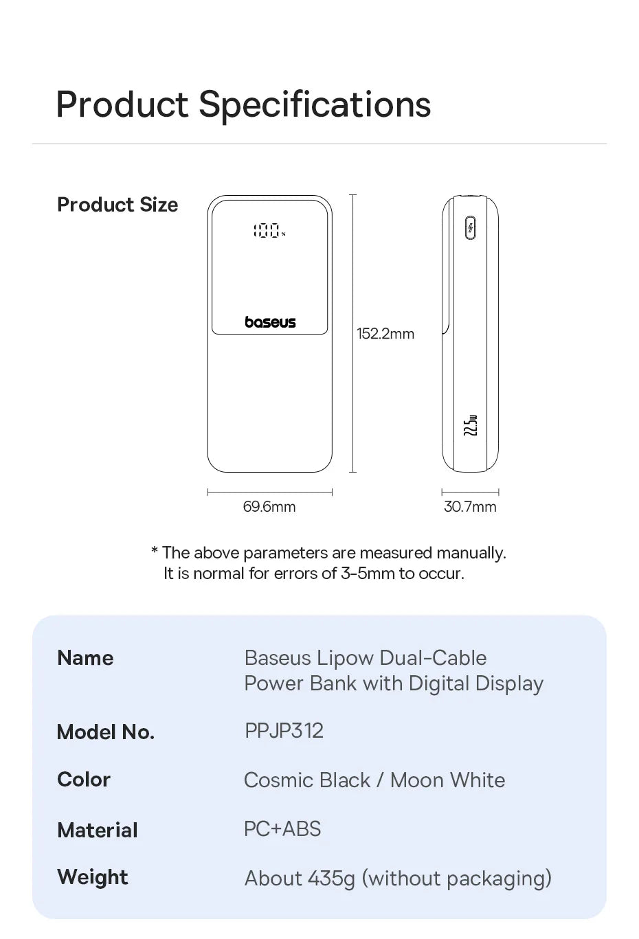 Power Bank 20000mAh PD 22.5W Fast Charging