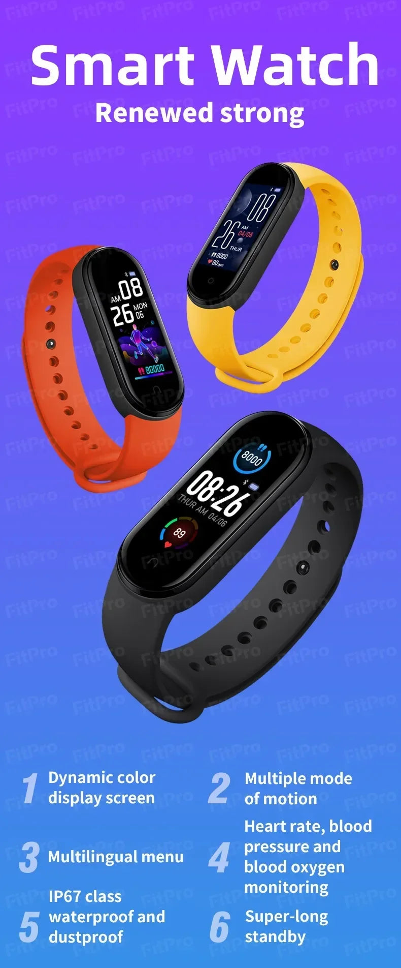 New M5 Smart Watch Digital Men Women Bluetooth Fitness Tracker Watch Sport Heart Rate Blood Pressure for Android iOS Smart watch