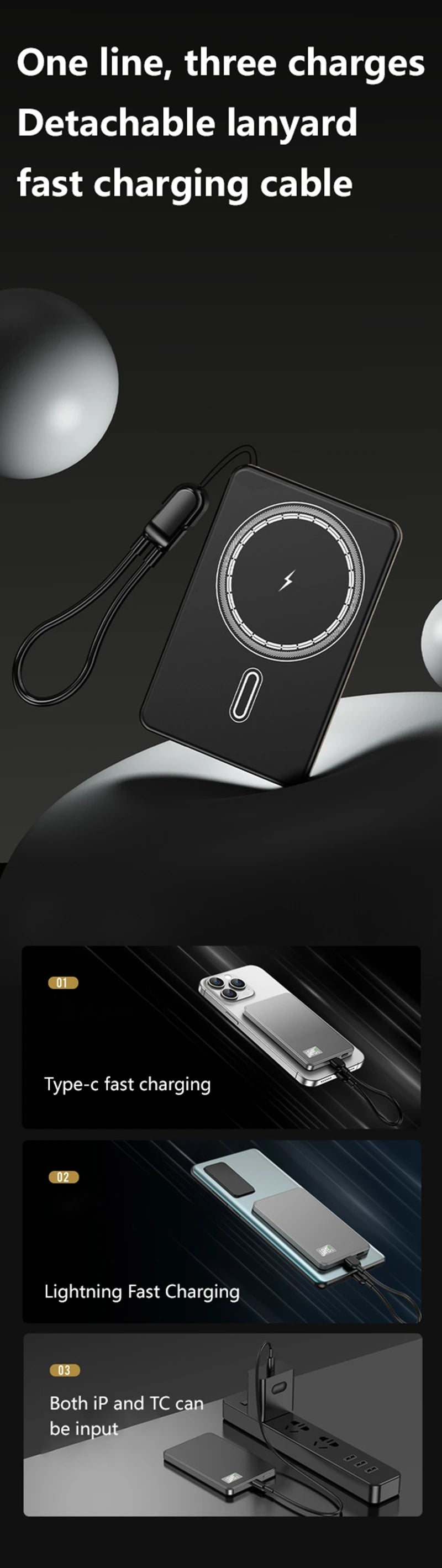 20000mAh Thin Portable Magnetic Wireless Power Bank