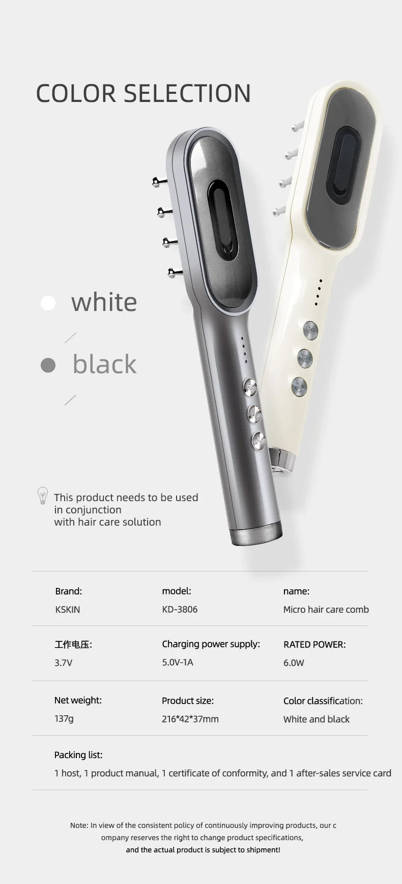 Electric Massage Comb Hair Growth Applicator Anti-Hair Loss Treatment