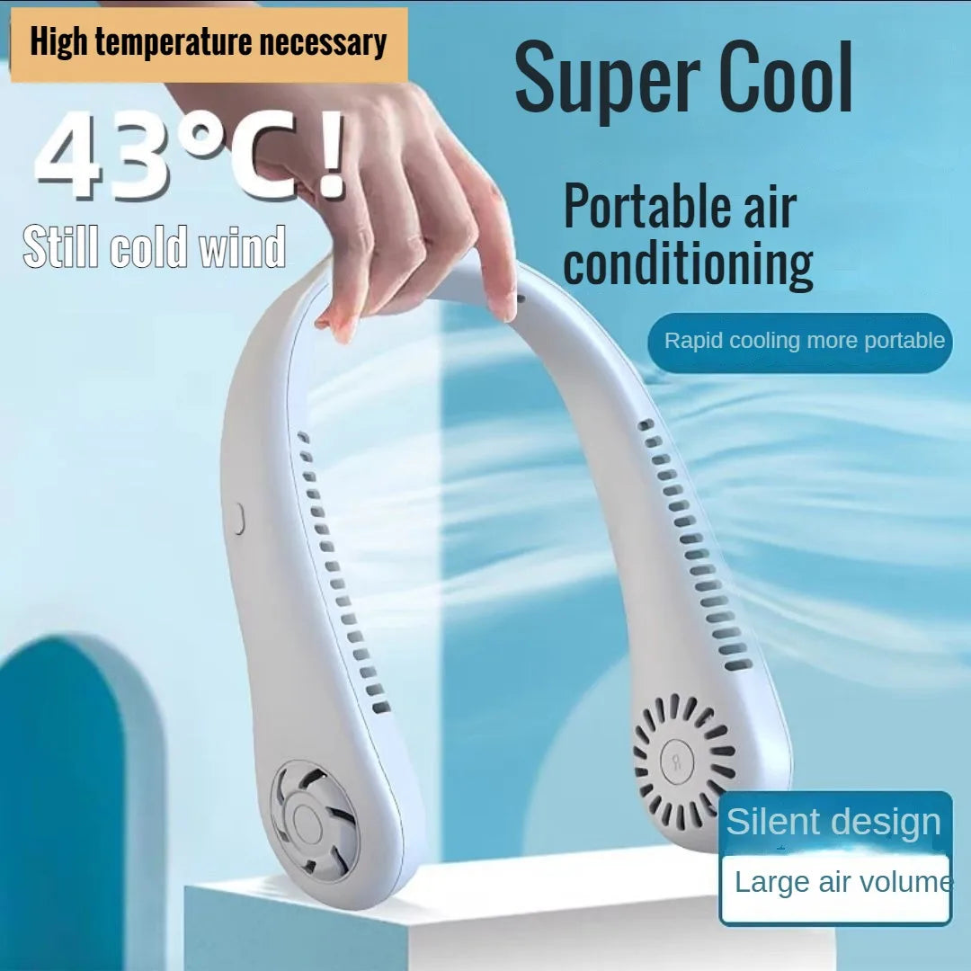 New Mini Neck Mounted Fan, Rechargeable Air Cooler