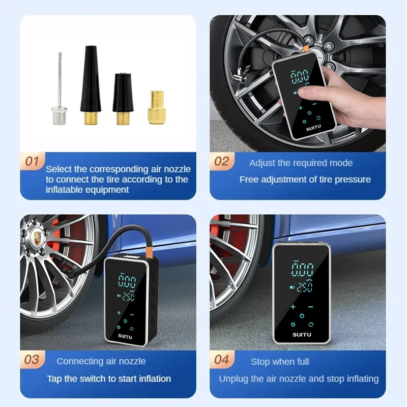 Wireless Air Pump 150psi Touch Screen Portable Electric Tire Inflator