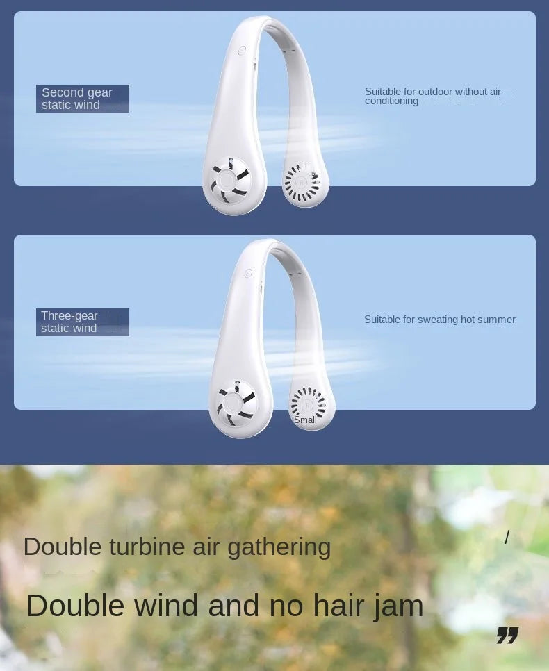 New Mini Neck Mounted Fan, Rechargeable Air Cooler