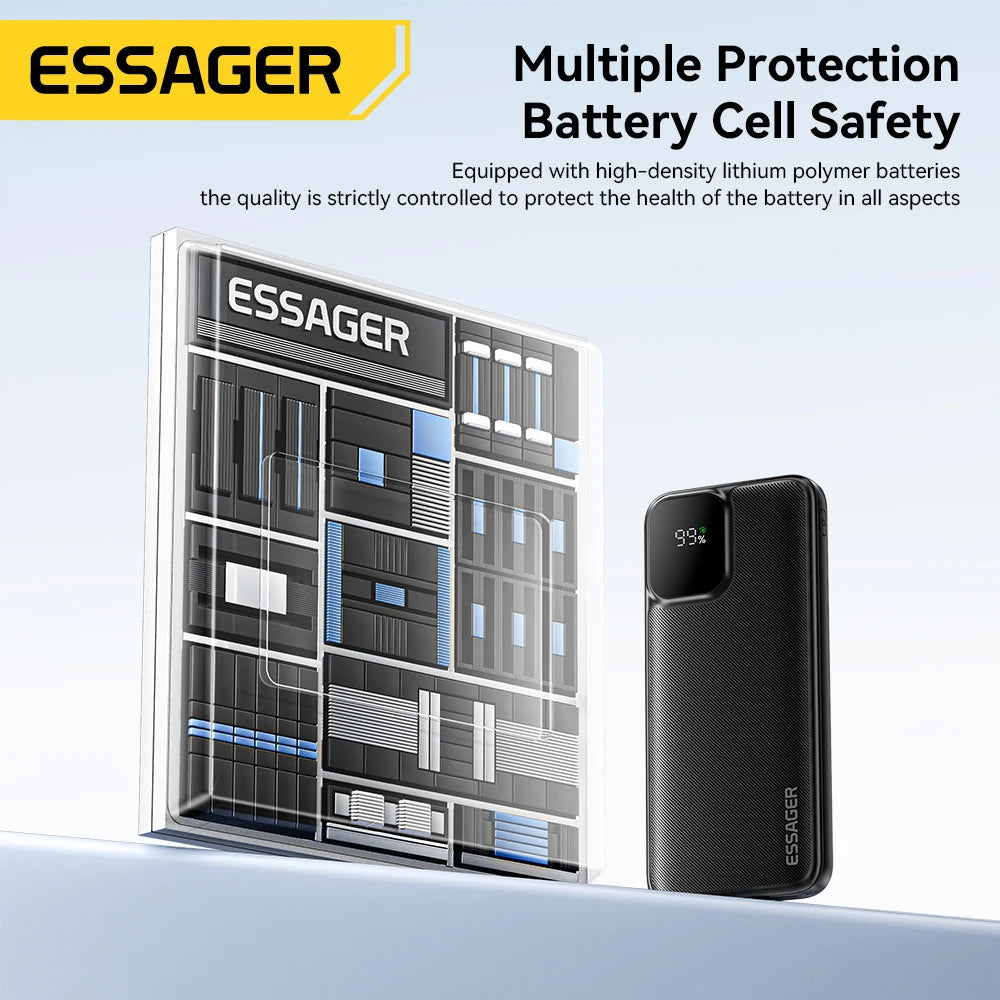 Portable Power Bank 20000mAh with Two Built-in Cables External Battery