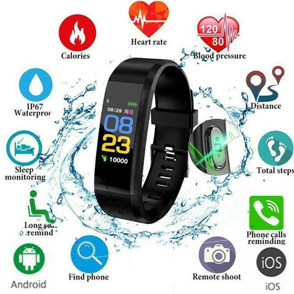 Smart Sports Bracelet Bluetooth Wristband Heart Rate Monitor Fitness Tracker Band