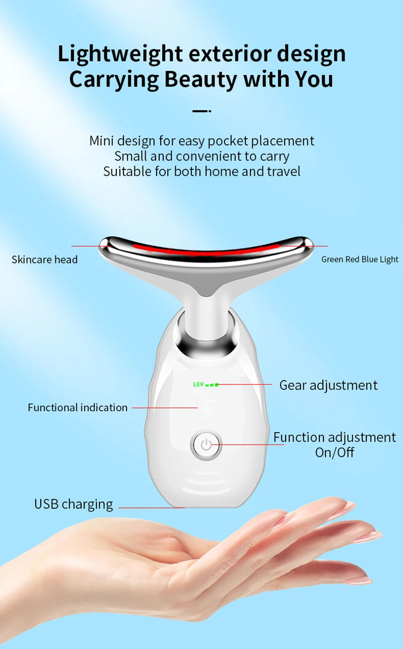 Electric Wrinkle Remover LED Photon Face Neck Beauty Device