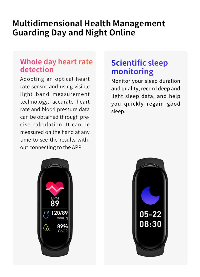 Sports Smart Watch Music Control Fitness Calorie Track Bracelet