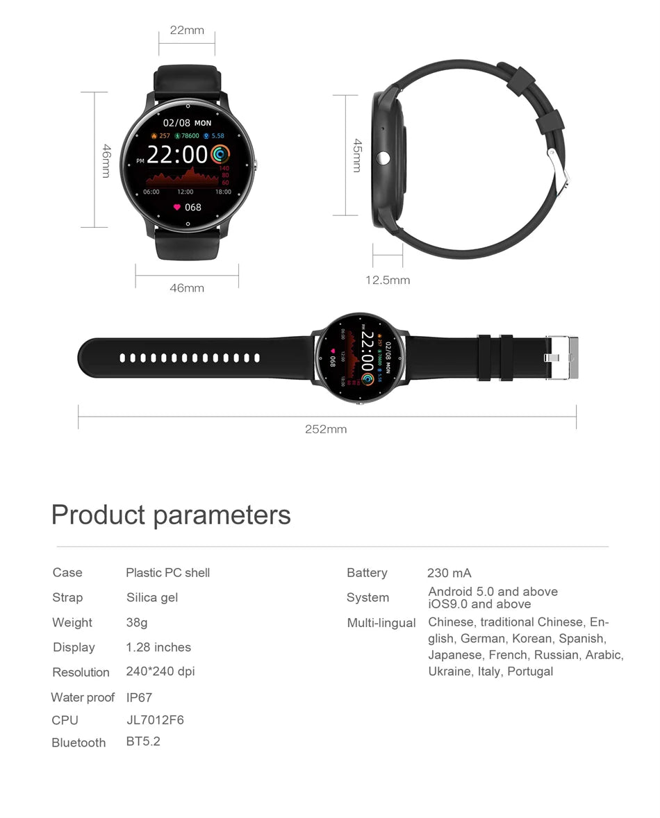 New Sport Smartwatch Men Sports Fitness Wristband IP68 Waterproof