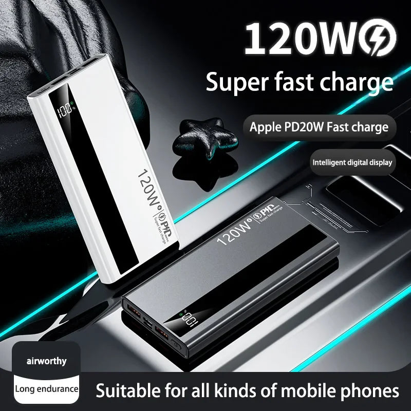 120W 500000mAh Power Bank High Capacity Super Fast Charging Power Bank Portable Battery Charger