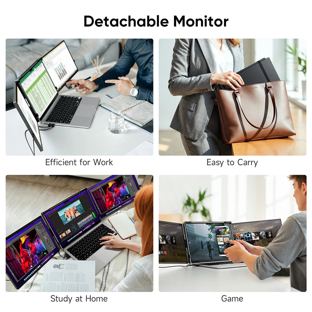Laptops Screen Extender Triple Dual FHD 1200P IPS Portable Monitors