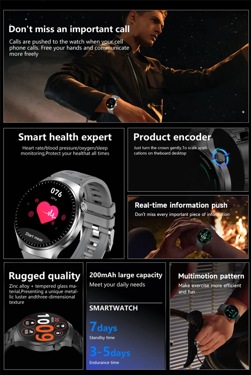 New Men's Smart Watch HD Display Health Tracking