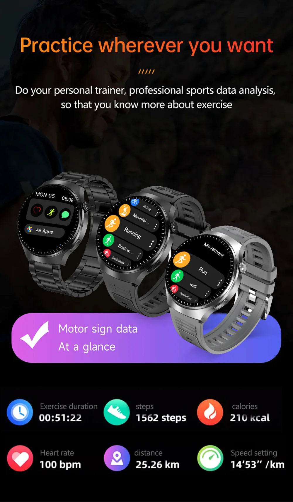 New Men's Smart Watch HD Display Health Tracking