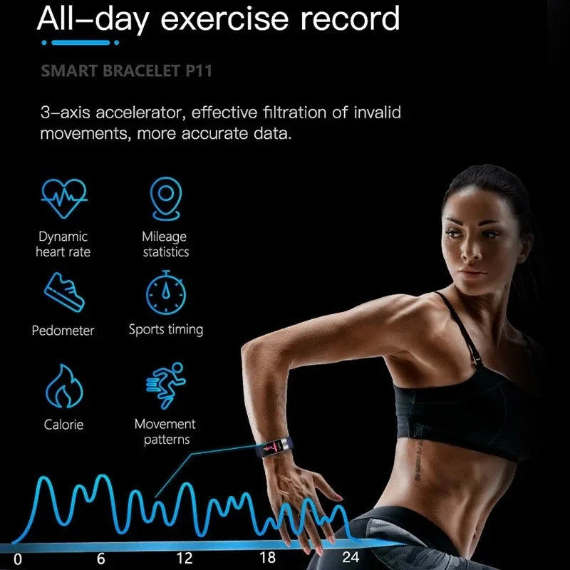 Smart Wristband Fitness Tracker, Calorie Blood Pressure Waterproof