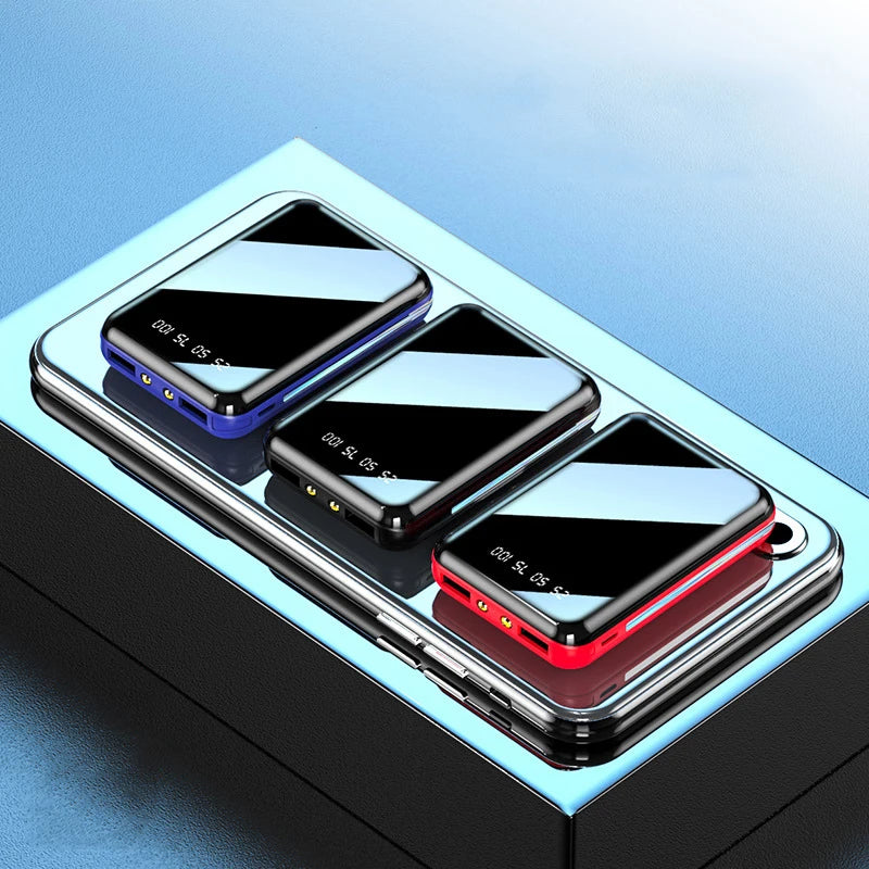20000mAh Mini Power Bank Portable Charger Mirror Screen LED Digital Power bank External Battery