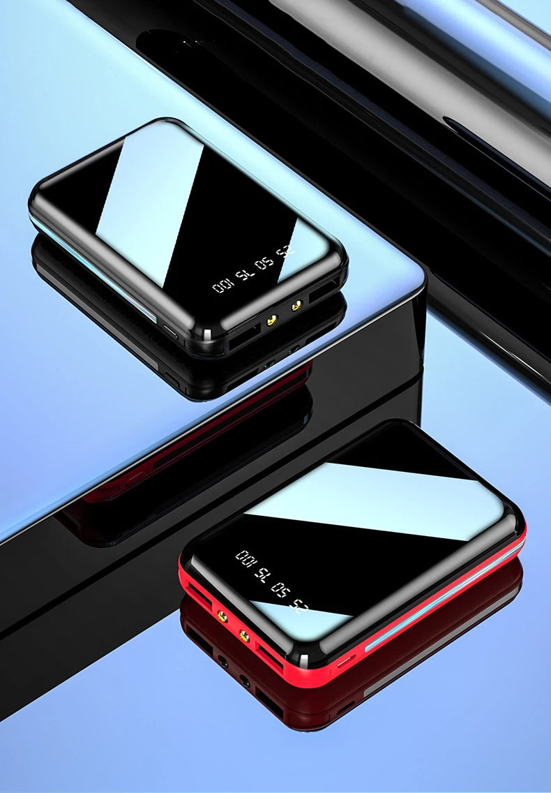 20000mAh Mini Power Bank Portable Charger Mirror Screen LED Digital Power bank External Battery