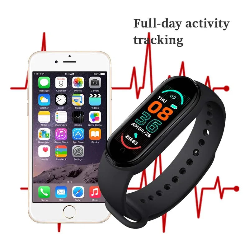 M6 Smartwatch Heart Rate Blood Pressure Monitoring