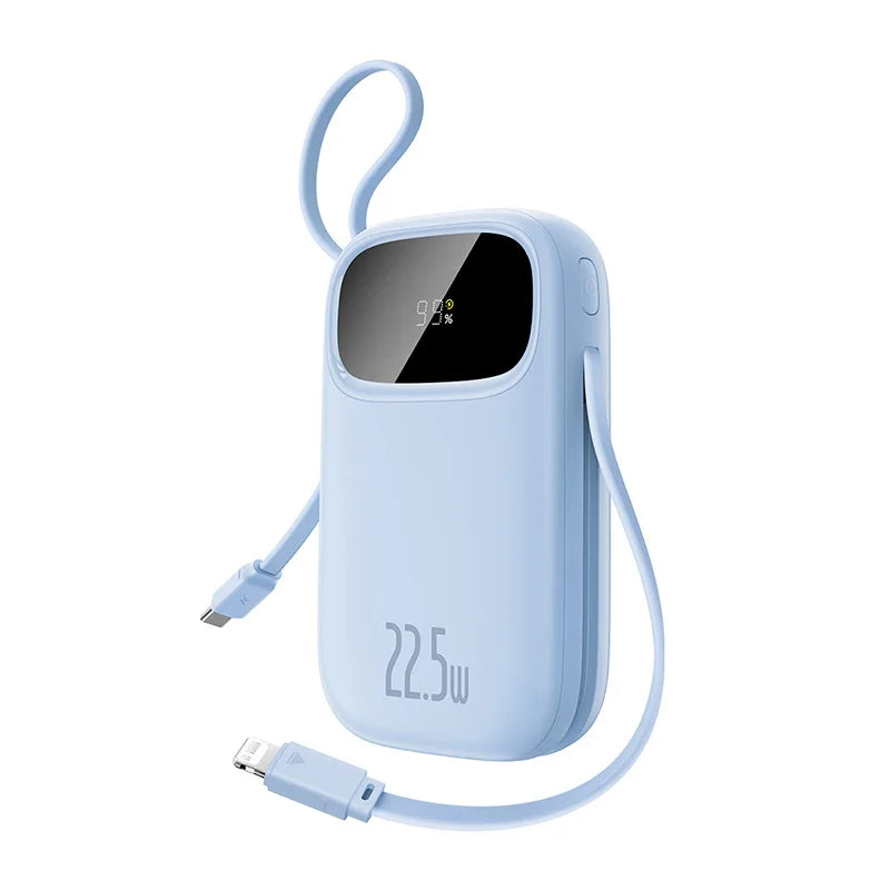 22.5W 10000mAh 20000mAh Power Bank Built-In Retractable USB-C & Lightning Cable