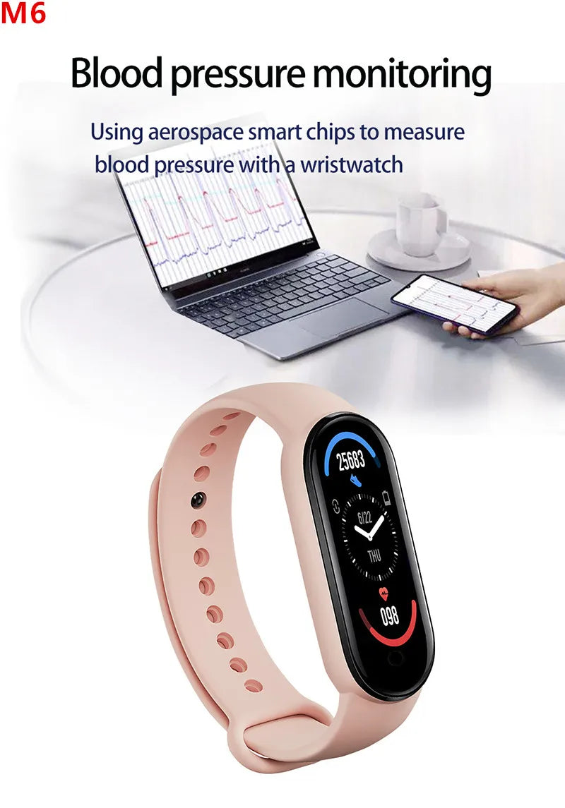 M6 Smartwatch Heart Rate Blood Pressure Monitoring