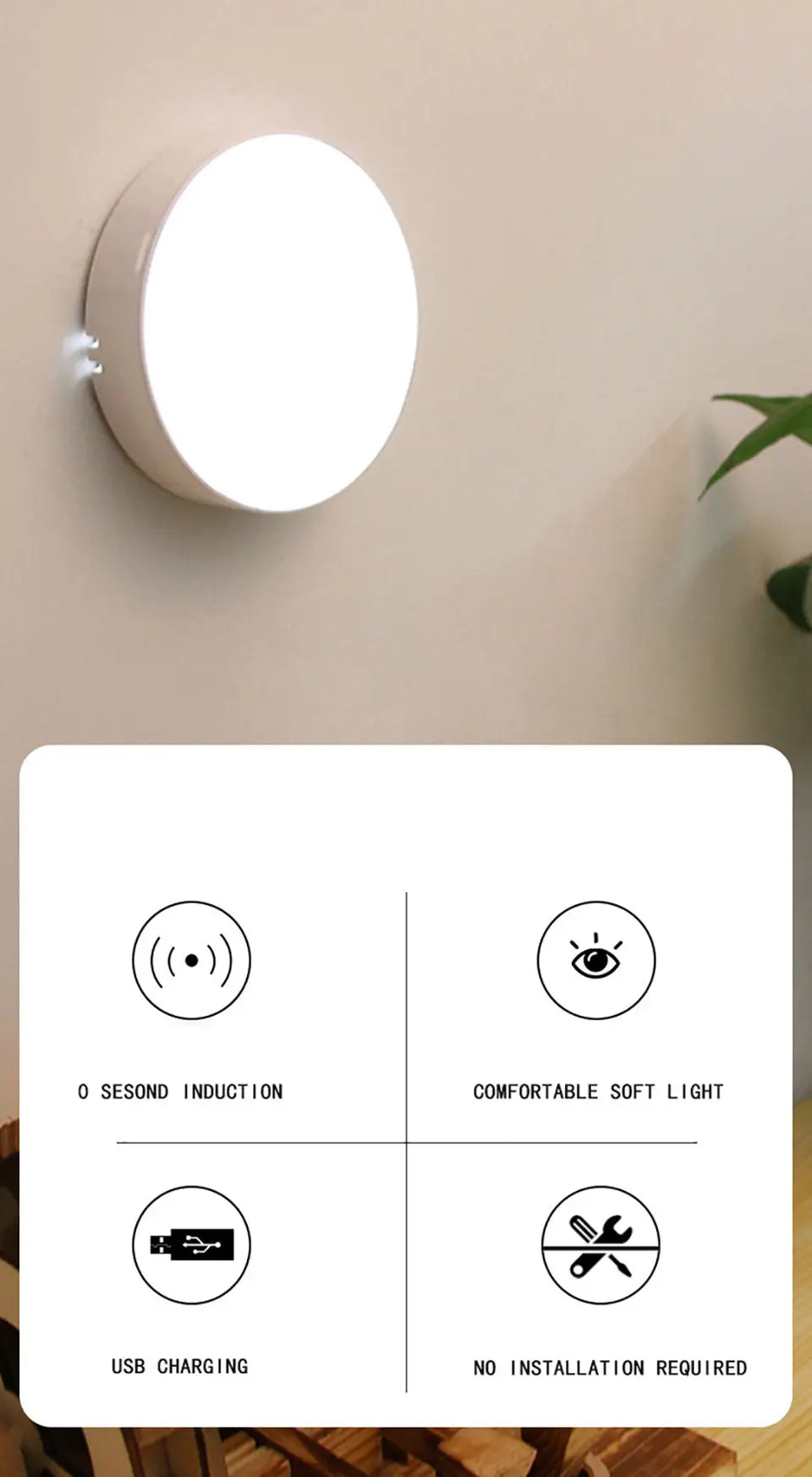 Motion Sensor Light USB Rechargeable Night Light