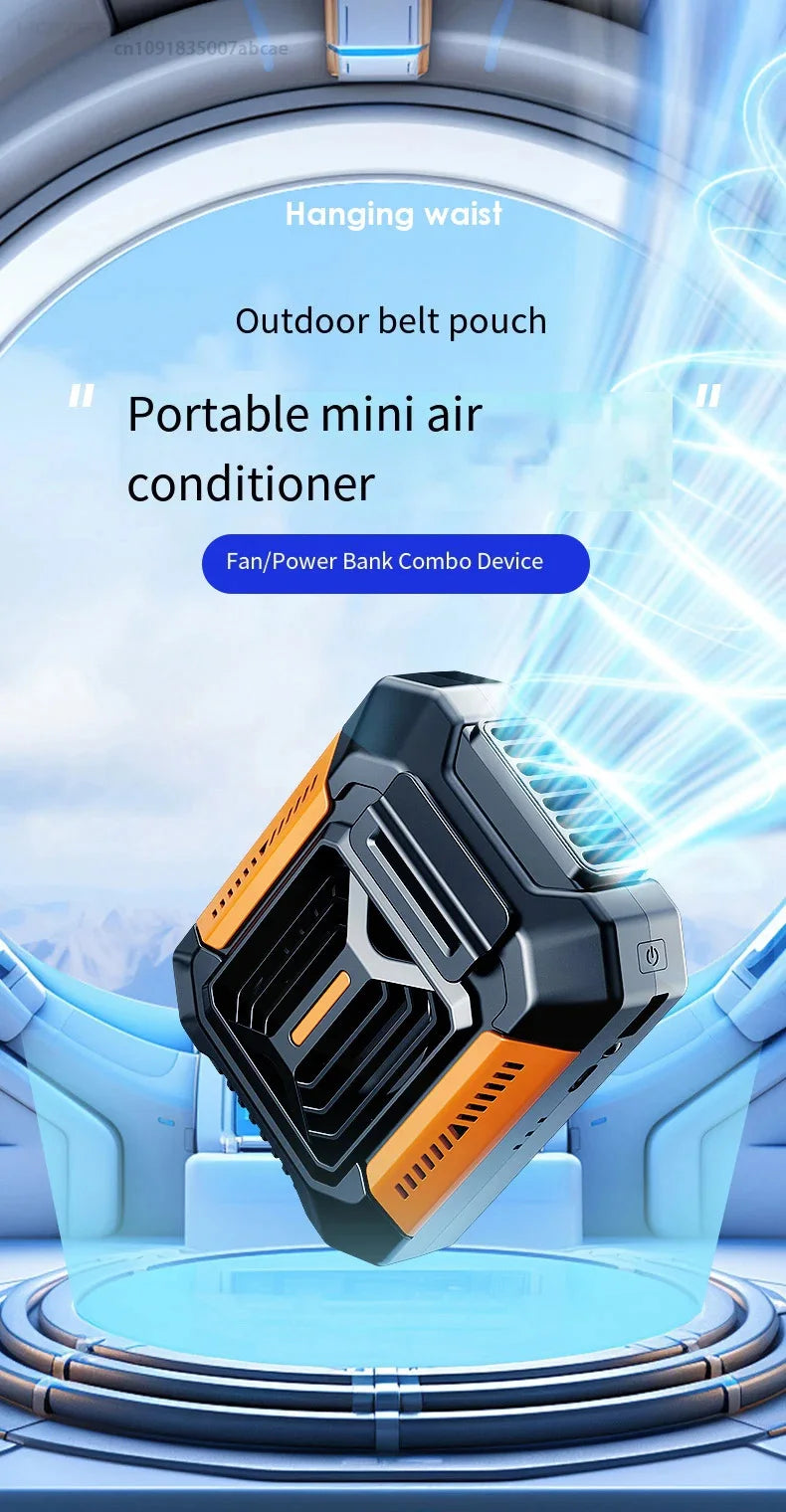 Portable Power Bank Flashlight Wearable Fan Hanging Neck Fan
