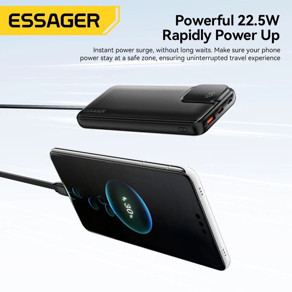 Portable Power Bank 20000mAh with Two Built-in Cables External Battery