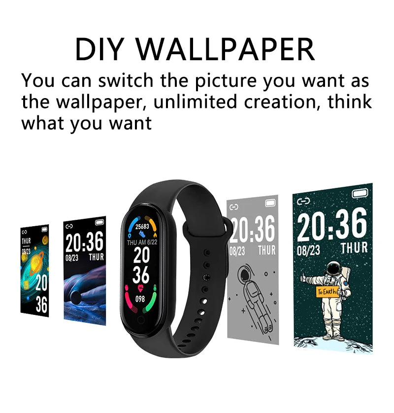 M6 Smartwatch Heart Rate Blood Pressure Monitoring